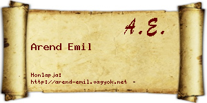 Arend Emil névjegykártya